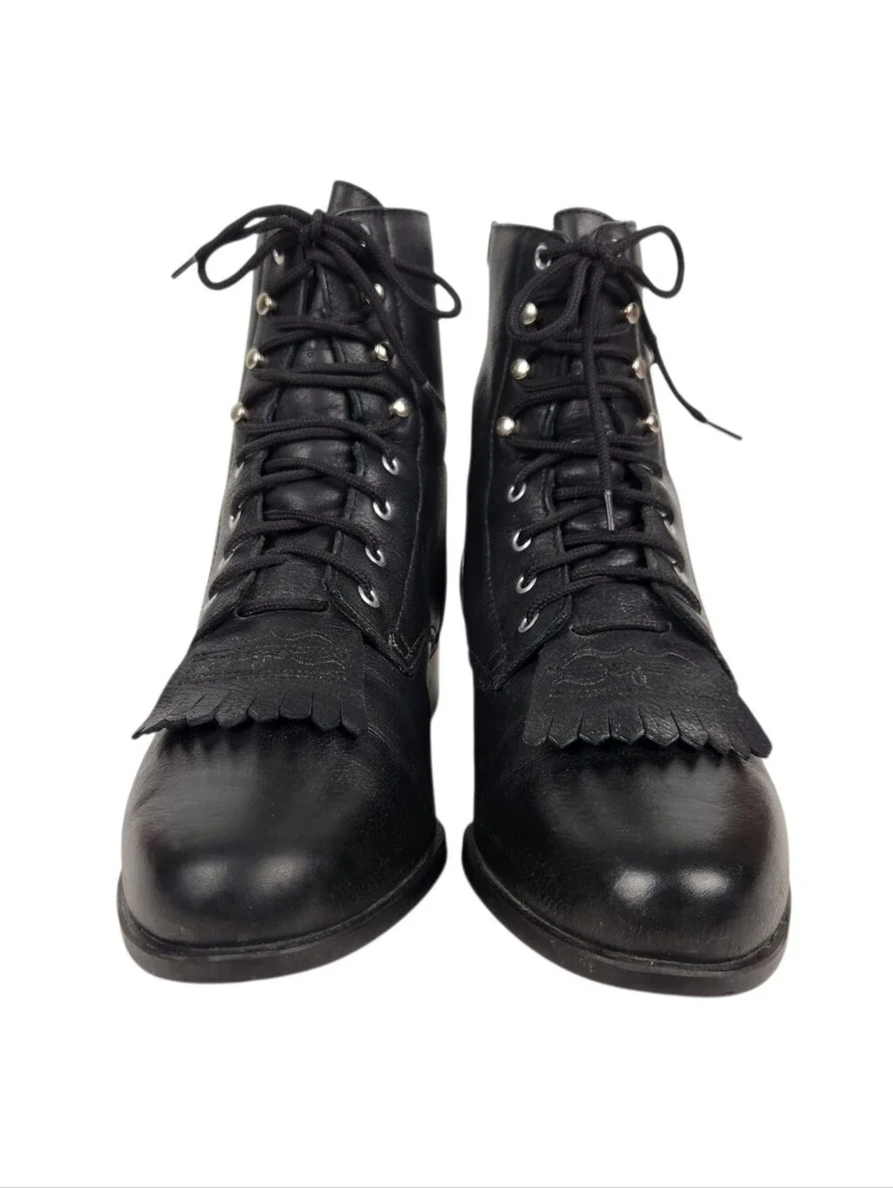 Ariat Heritage Lacer Black Leather Kiltie Lace Up Weatern Boots Womens Size 6.5M